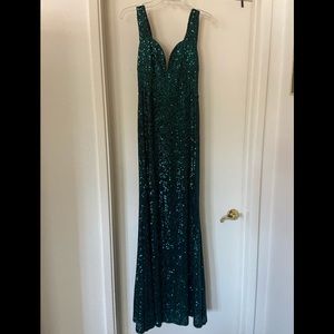 Lulu’s Forever Glam Emerald Green Sequin Mermaid Maxi Dress
